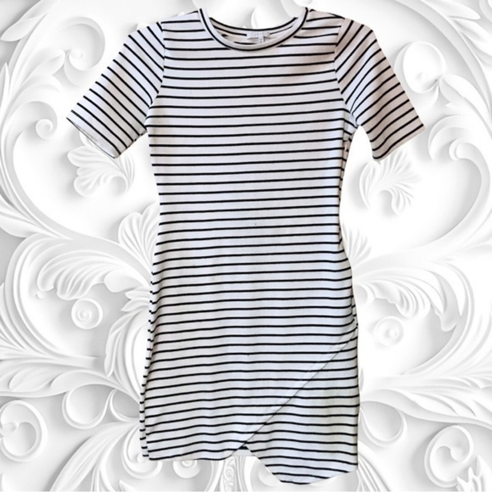 Iris White Bodycon Dress With Black Stripes Size XL